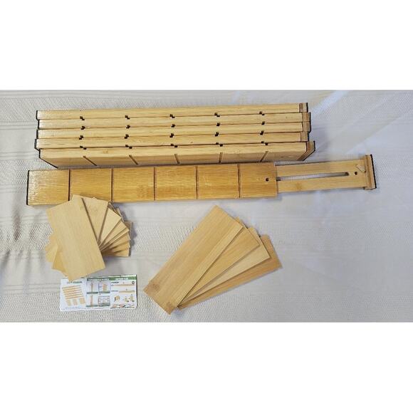6 pack bamboo drawer dividers with 12 inserts.  17"-22" - Picture 3 of 8